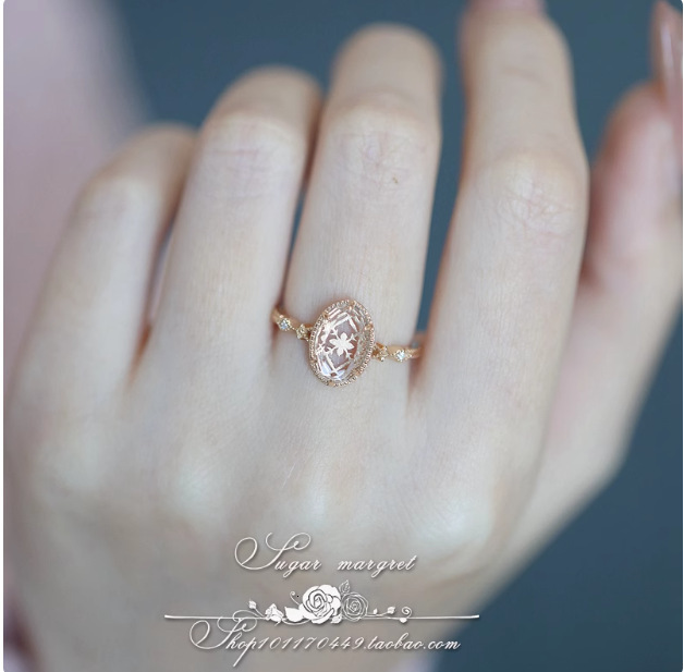 "mirror Fashion Ring Spring Poetry" Exquisite Light Luxury High Imitation Natural White Crystal Luxurious Designer Ring Rose Flower Women 