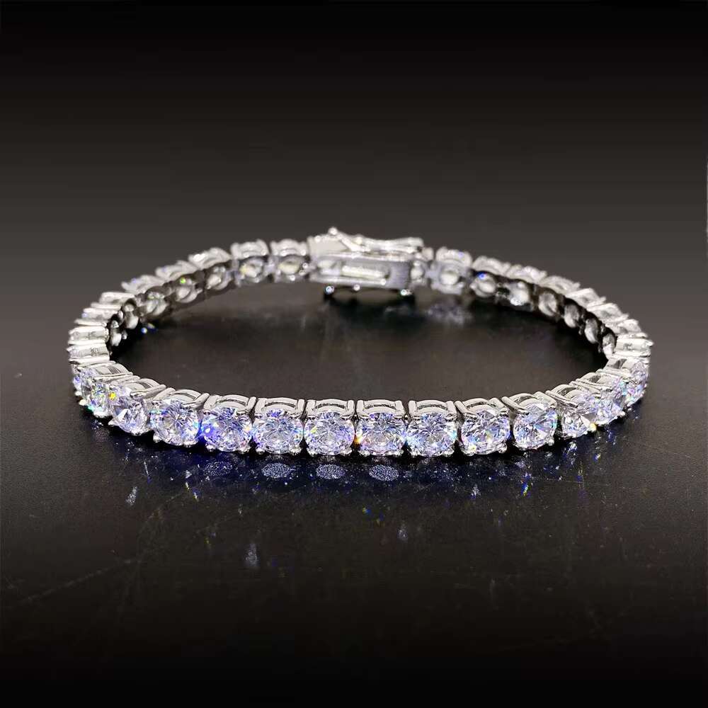 Pass Tester Diamond Hip Hop Bling Jewelry 925 Sterling Silver VV 3.0mm Moissanite Tennis Chain Bracelet