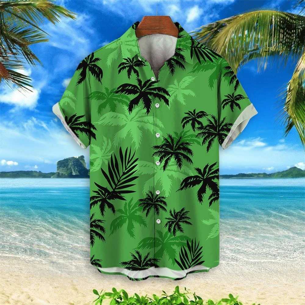2024 Summer Animal Crane Mens Hawaiian Shirt 3D Plant Shirt Mens Flower Printed Plus Size Hawaiian Shirt Beach Flower Shirt 5XL X250410
