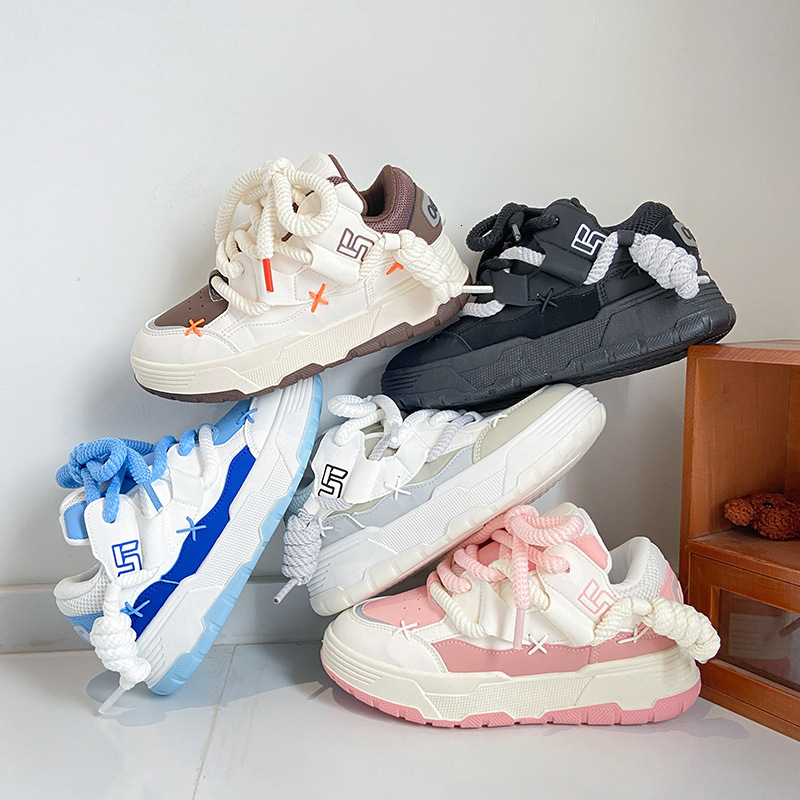2025 New Xiaobai Spring and Autumn Women's Sports Height Increasing Multi functional Leisure Thick soled Designer Fashion Board Shoes