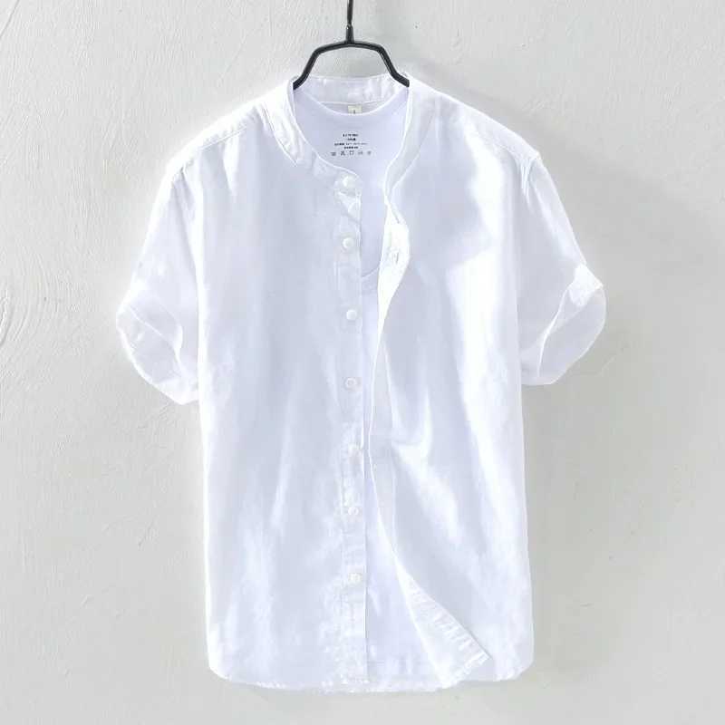 Short sleeved 100% linen cool breathable comfortable and healthy material gradient beach mens cardigan X250410