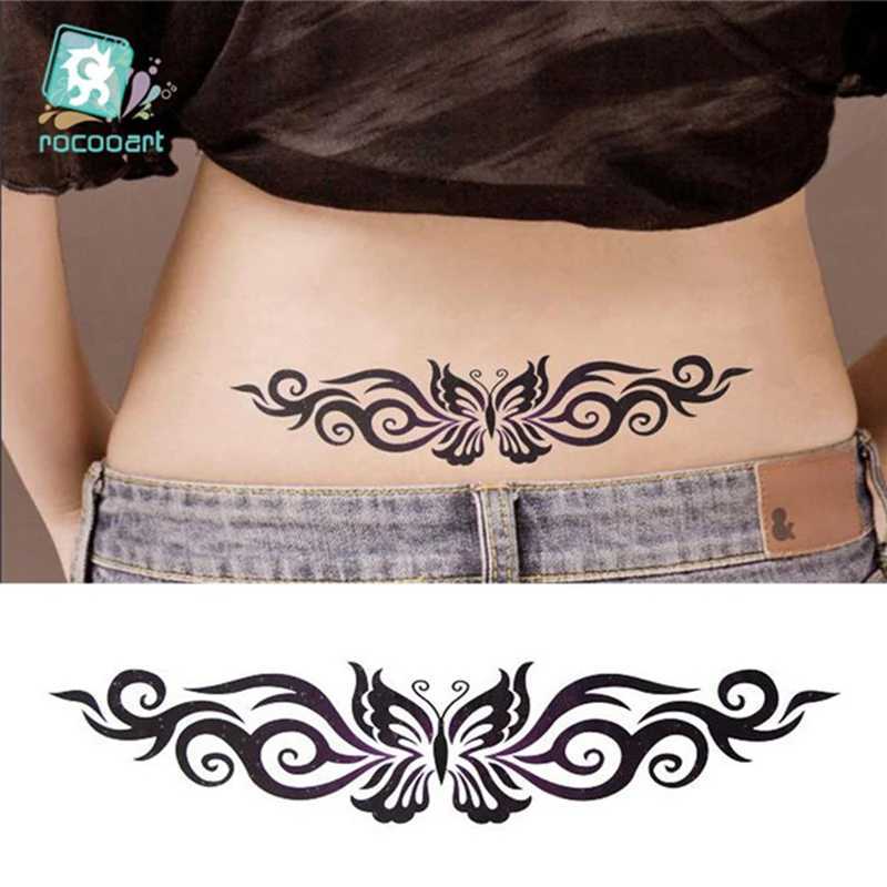 Hot selling 2020 butterfly flower girl temporary tattoo black design waist fake body tattoo sticker leg abdomen waterproof female W250410
