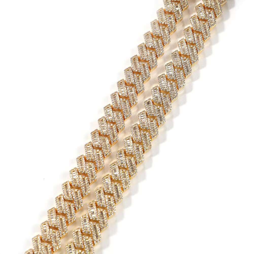 16 18 20 inch sier gold-plated hip-hop necklace with Cuban chain for men