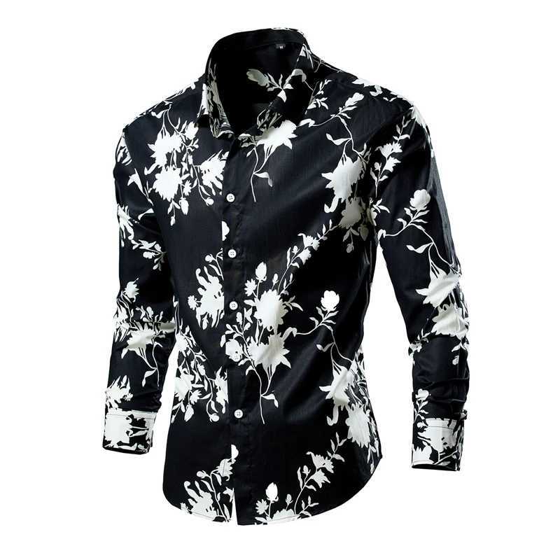 New 2024 comfortable and casual high-quality mens shirt made of cotton soft and ultra-thin luxurious long sleeved Hawaiian streetwear collar X250410