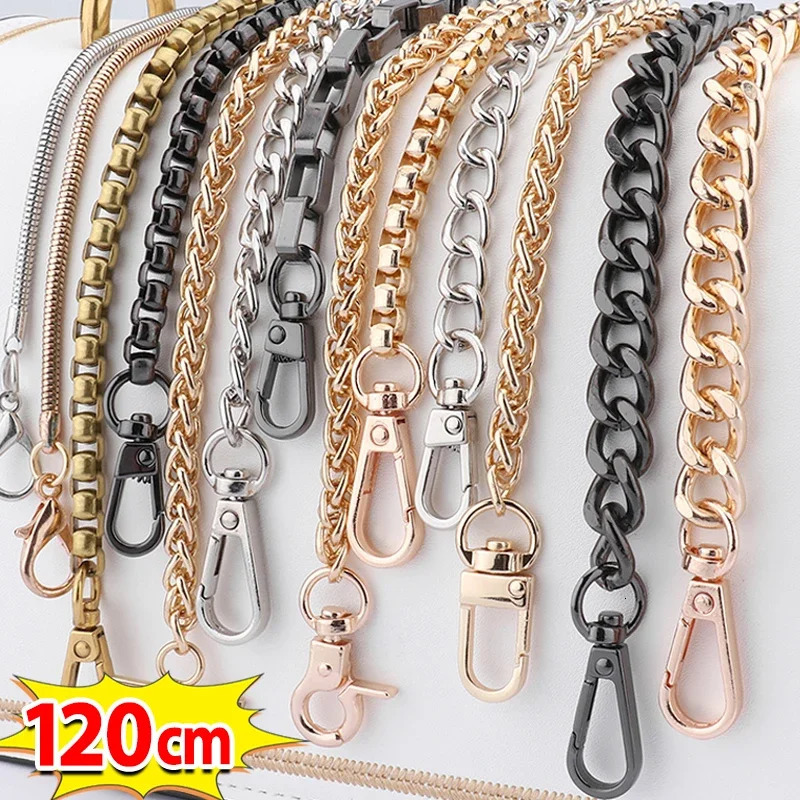 120cm Metal Aluminum Bag Chain Replacement Parts Accessories for Hand-Woven Shoulder Handbag DIY Handmade Detachable Straps 251110