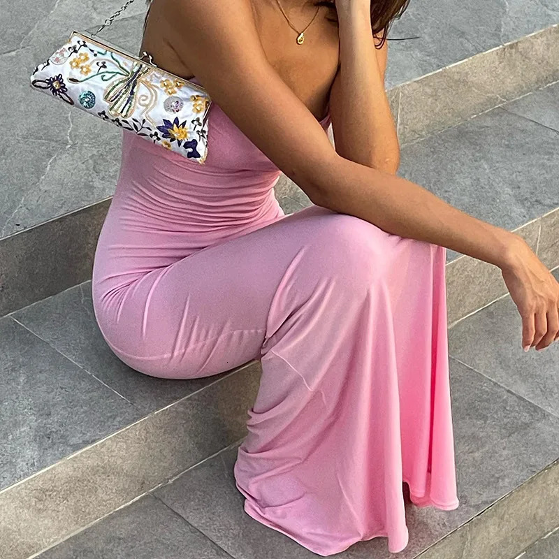 CAKULO Spring Solid Sleeveless Elegant and Sexy Bodycon Y2K Long Dress Womens Birthday Party Casual Y2K 250409