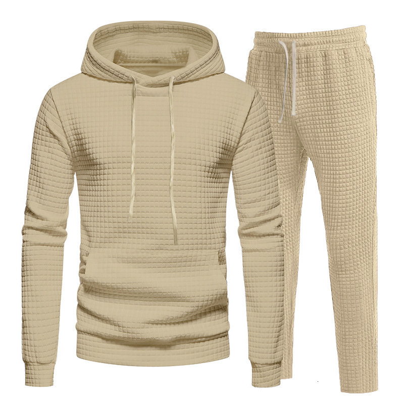 2025 Spring and Autumn Mens Set Long Sleeve Casual Jacquard Hoodie Set Sportswear
