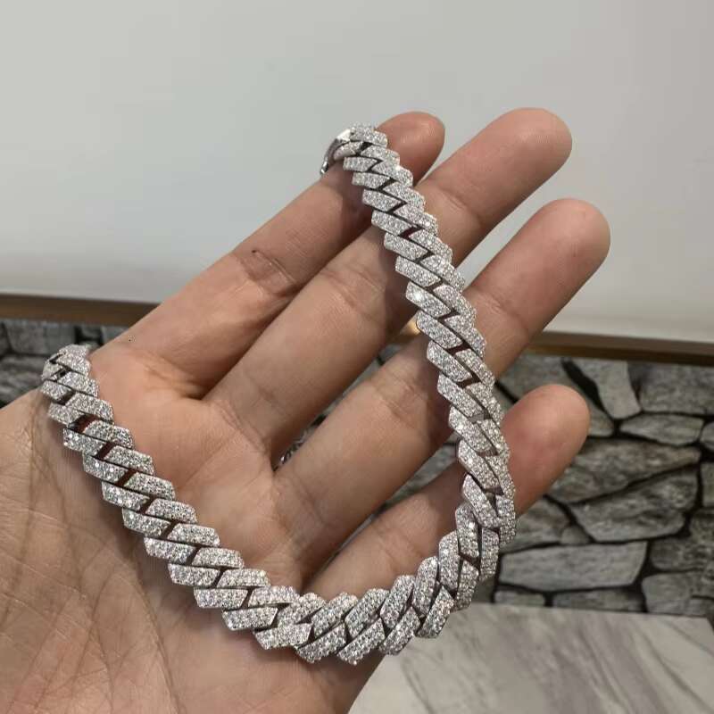Cuban Chain Necklaces 925 Sterling Silver Cuban Link Chains Mens Iced Out Miami Bling Diamond Hip Hop Jewelry for Women