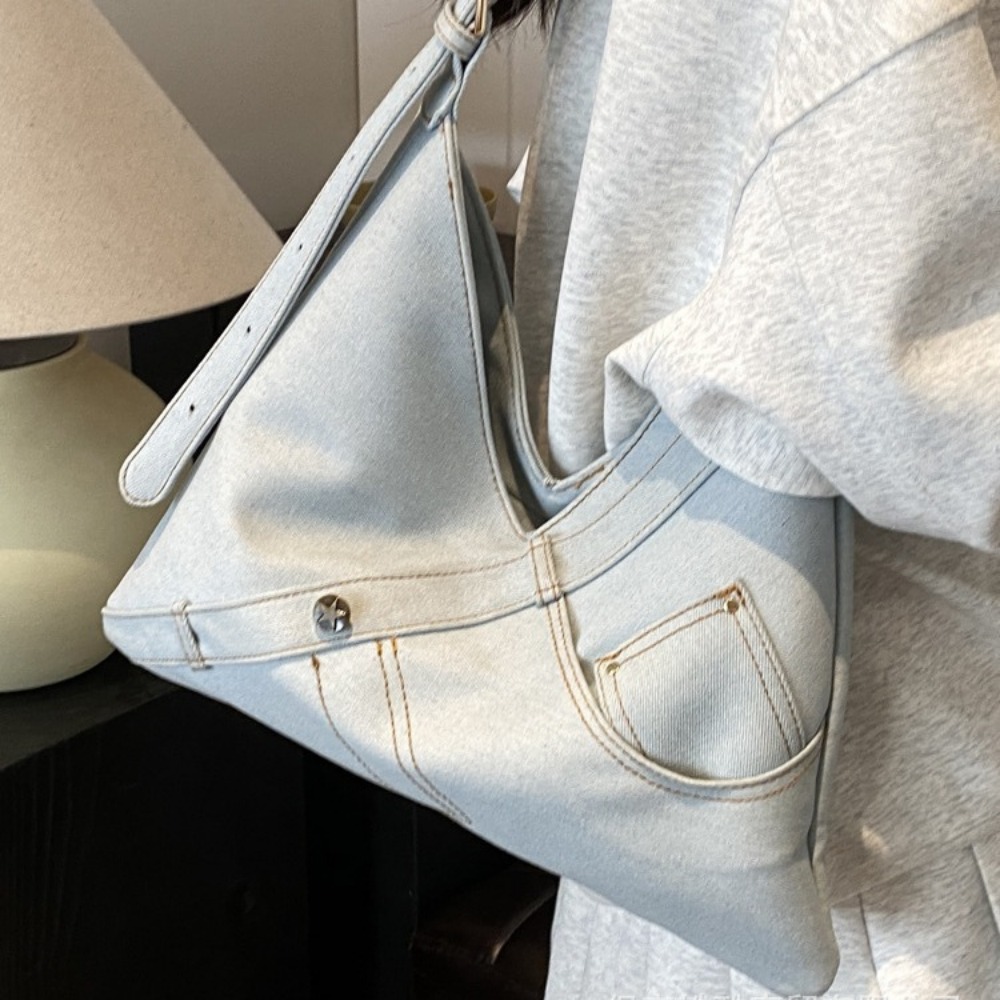 Womens Trendy Denim Shoulder Bag - Stylish Arm Pit Crossbody with Ample Storage for Everyday Use