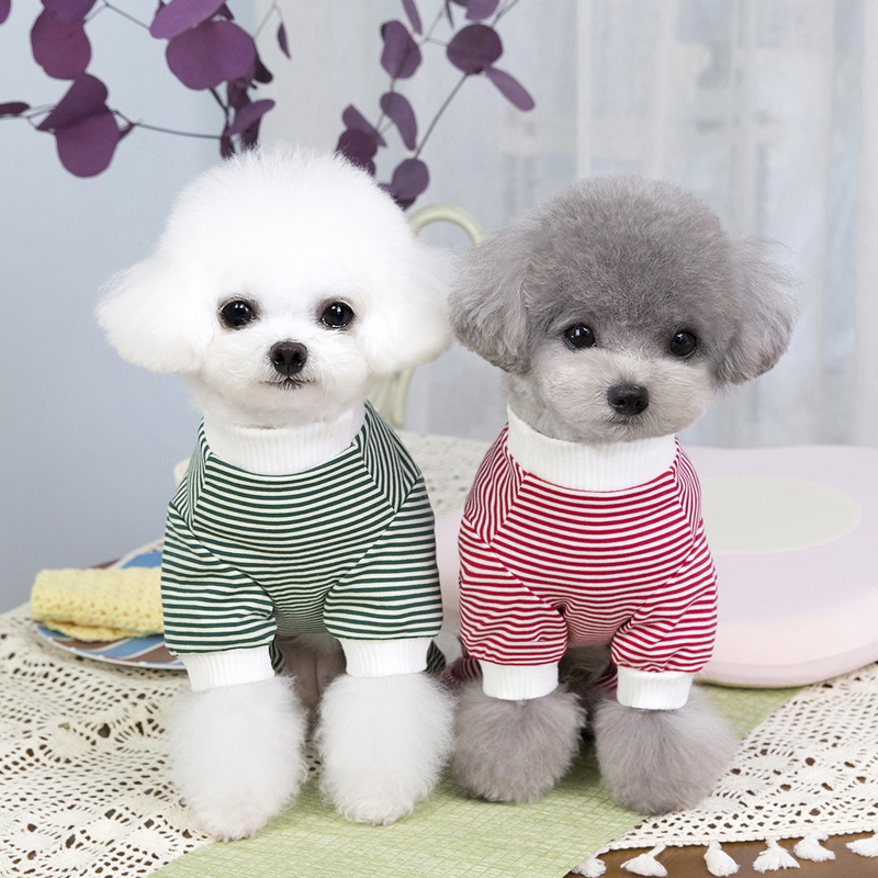 Fashion Small Dog Pajamas Stripe Pattern Dog Jumpsuit 4 Legged PJS for Boy Girl Dog Soft Breathable Summer Spring Cat Costume Puppy Clothes XL A63