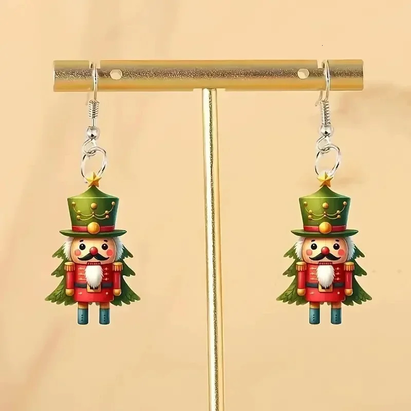 2D Flat Creative Christmas Nutcracker King Earrings for Women Party Dressing Wedding Dangle Earrings Girls Jewelry Gift 251031