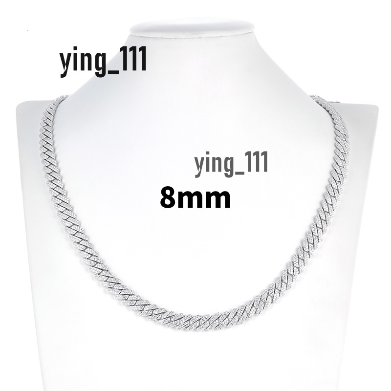 Gra Certificated Moissanite Cuban Chain 8mm 10mm 14mmm 2 Rows Hip Hop 925 Sterling Silver Vvs Moissanite Cuban Link Chain