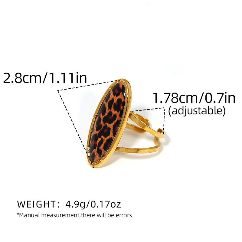 Cross-Border Hot-Selling Jewelry Stainless fashion ring Steel 18K Leopard Print Ring Designer Ring for Women Niche High-End Light Luxury Open Ring Who