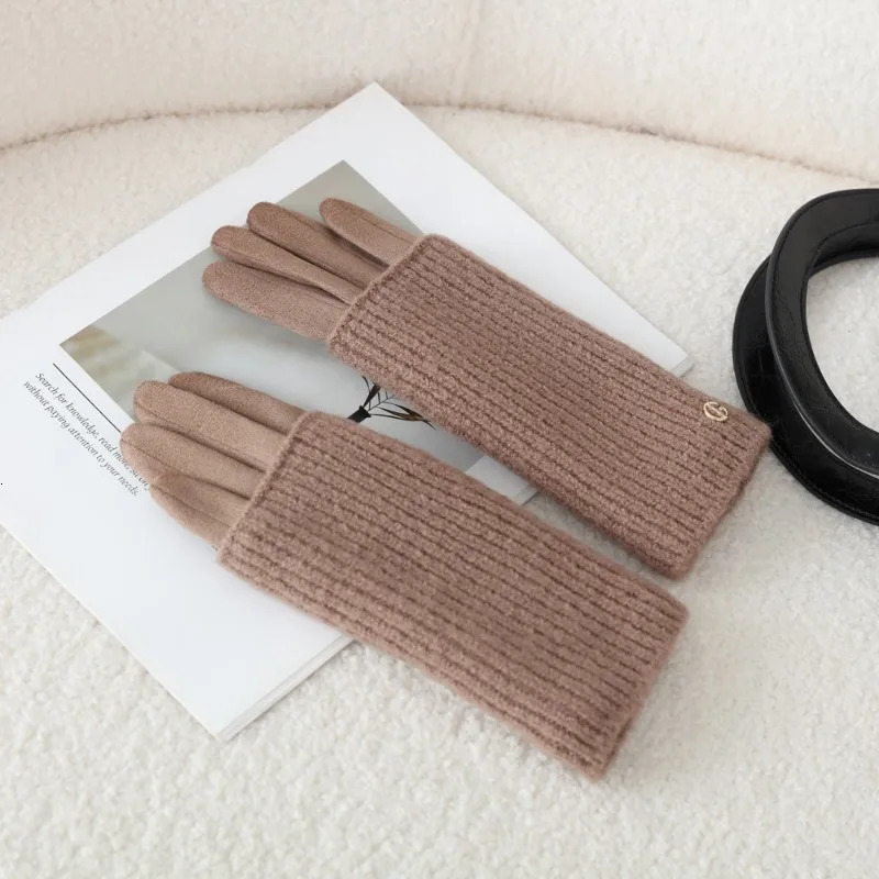 3 Ways to Wear Removable Winter Women Gloves Keep Warm Touch Screen Knitted Suede Solid Soft Add Velvet Not Bloated Prevent Cold 251106