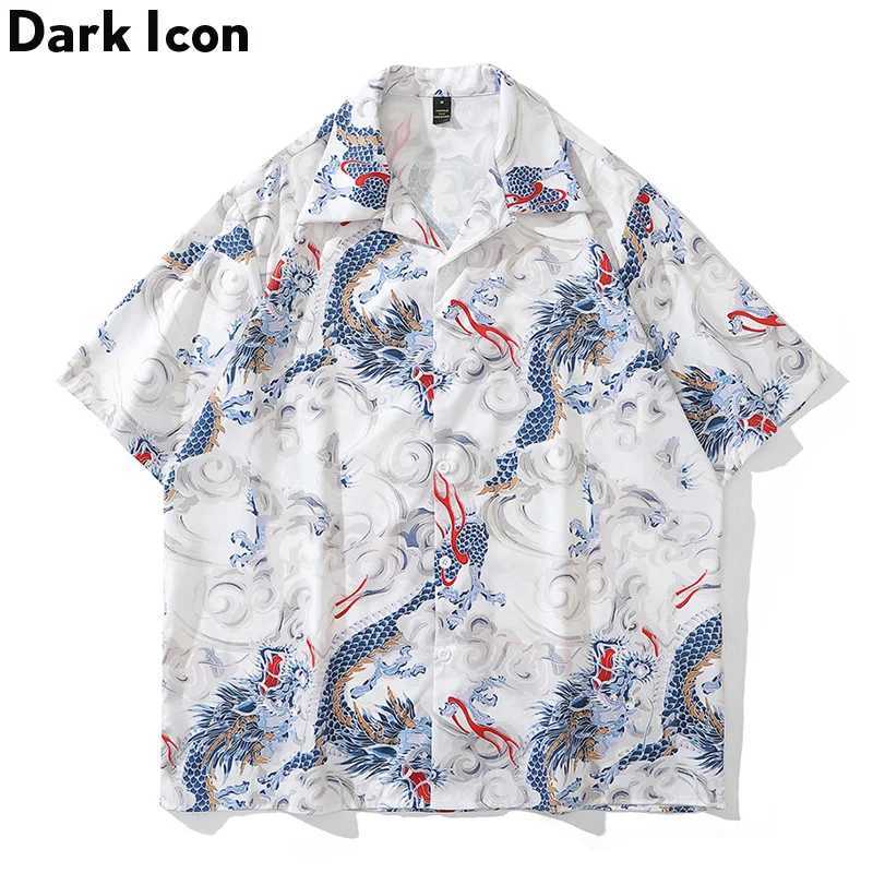 Black Dragon Mens Full Print Retro Shirt Button Mens Street Shirt Mens Top X250410