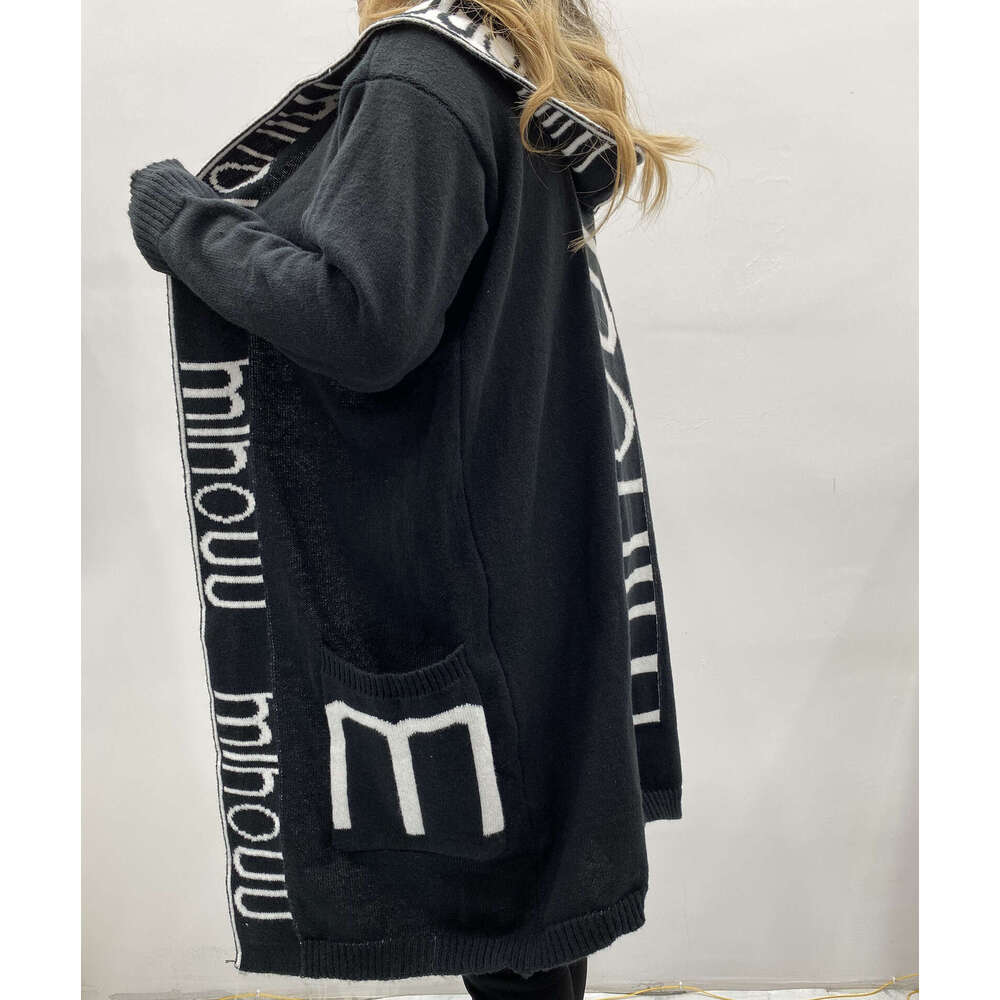 2023 Mid-Length Cardigan Sweater Coat Amazon Letter Hooded Knitted Women's Fashion