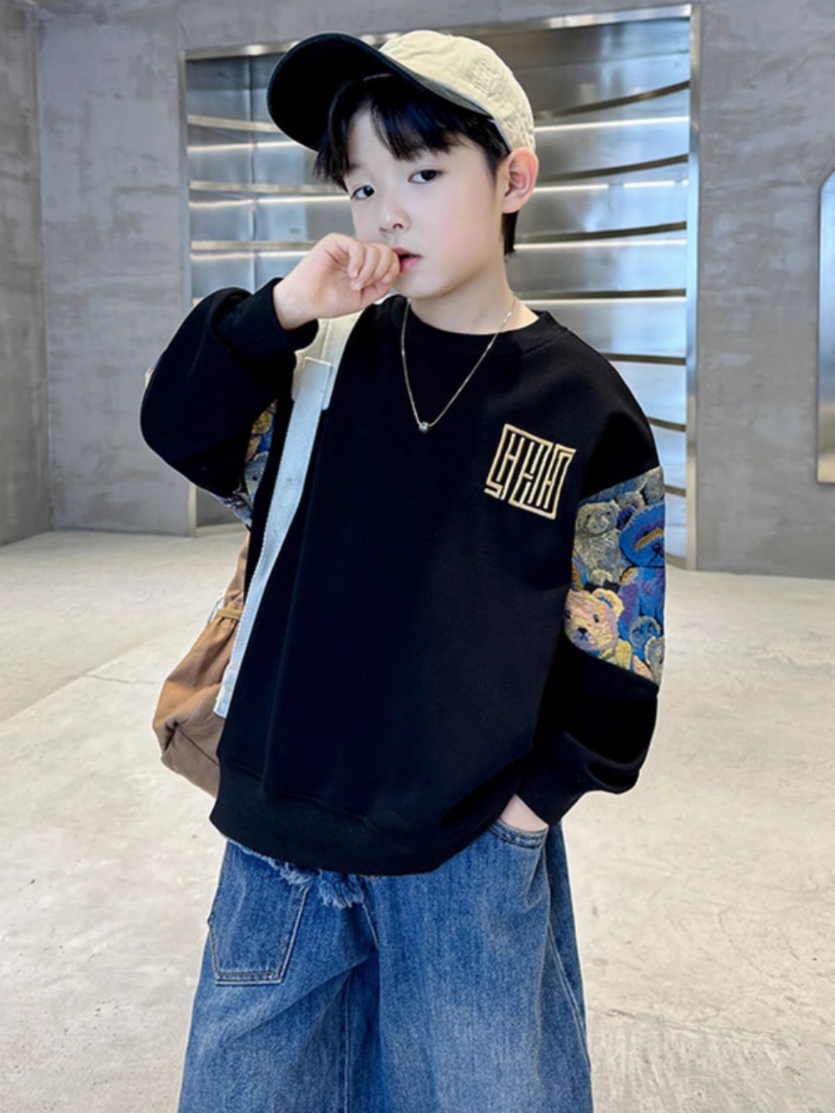 GS- Ddmyshoesvip Children Clothing Boys Hoodie New Item Handsome Middle Aged Young Boys Explosive Street Style Spring And Autumn Top Trend