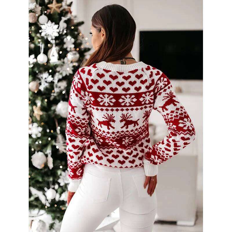 Winter 2025 Women's Christmas Sweater Soft Cute Xmas Look Knitwear Long Sleeve O Neck Jumpers Top Streetwear Y2k Style Pullovers Designer Sweater