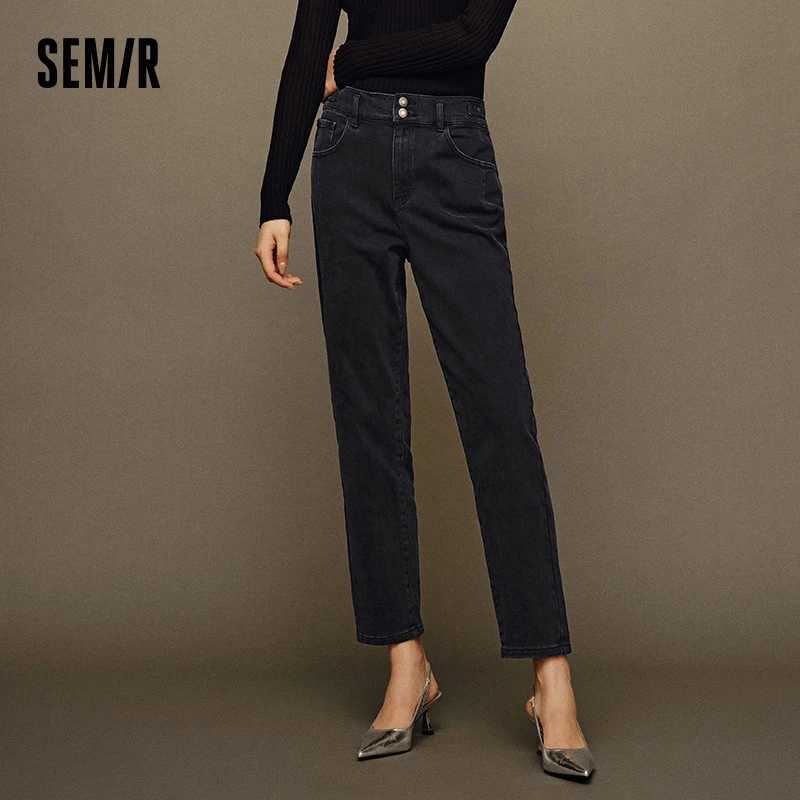 Semir Brushed Jeans Women Slim Fit Tapered Pants Winter 2025 Comfortable Basic Denim for Daily Wear C251110