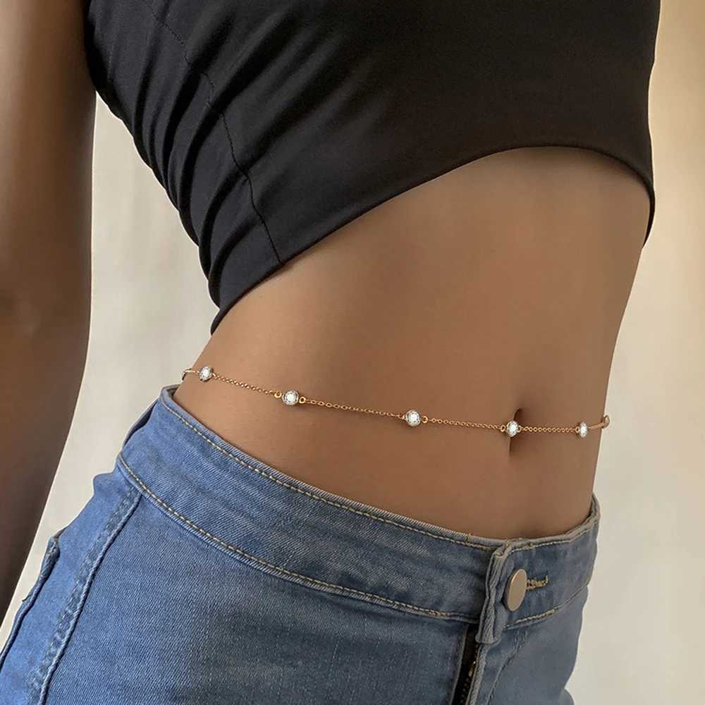 MinaMama 2022 New Stainless Steel Bikini Jewelry Crystal Waist Chain Belly Chain for Warm Girls Minimalist Sexy Body Accesorios X250410
