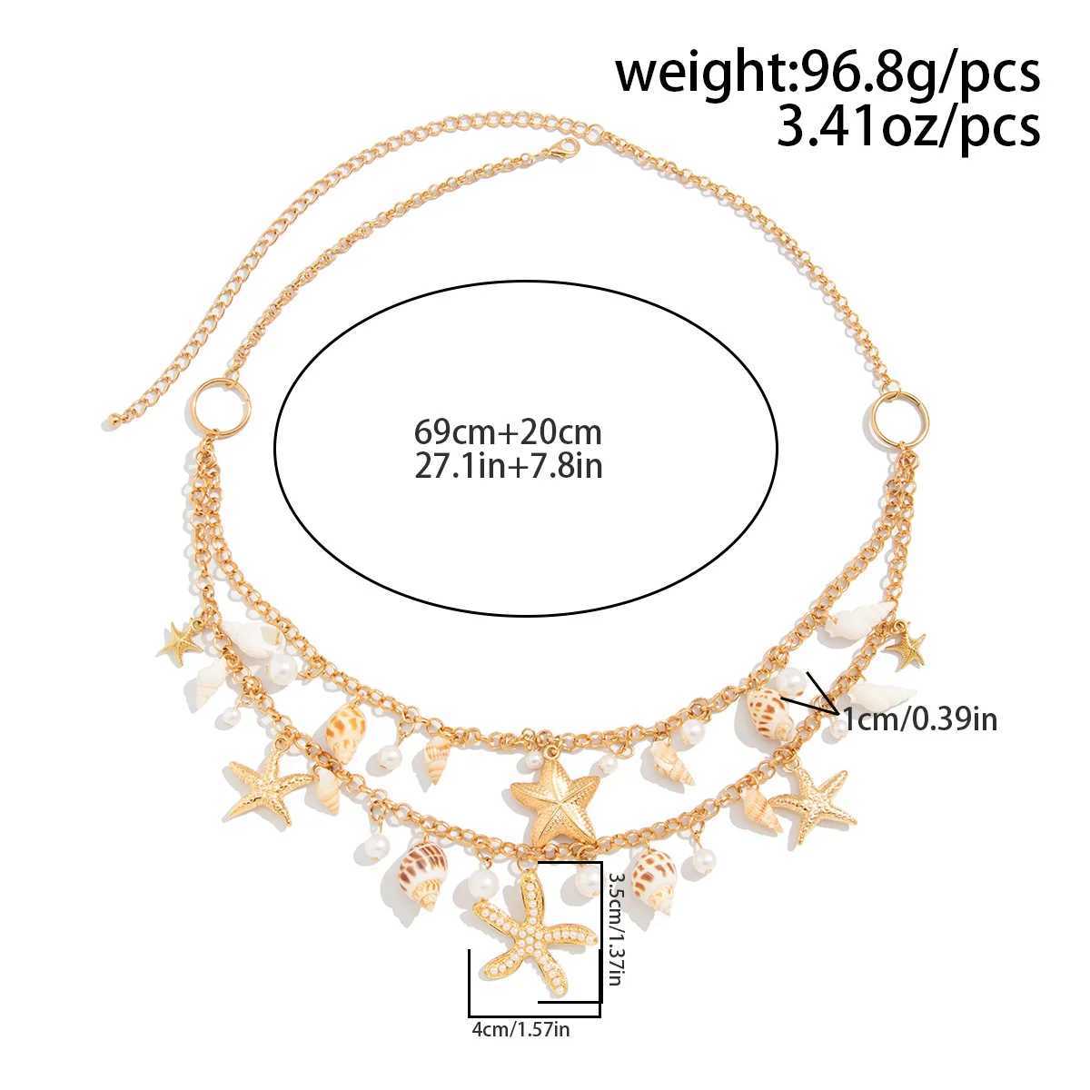 2025 Sexy Double layer Charm Starfish Waist Belly Chain Warm New Summer Beach Conch Shell Pearl Body Chain Jewelry Gift X250410