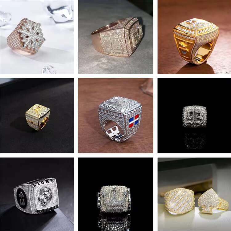 Drop Shipping Luxury Hip Hop Jewelry Full Pave D Color VVS Moissanite 100% 925 Sterling Silver Ring Iced Out Mens Ring
