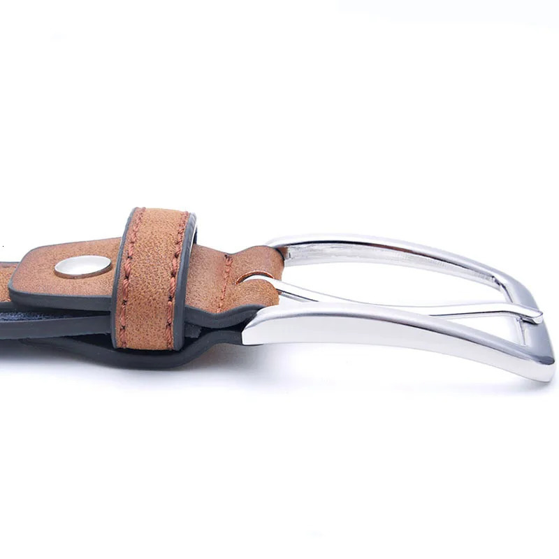 Fashion Genuine Leather Suede Mens Cowhide Belt Brushed Metal Pin Buckle 250409