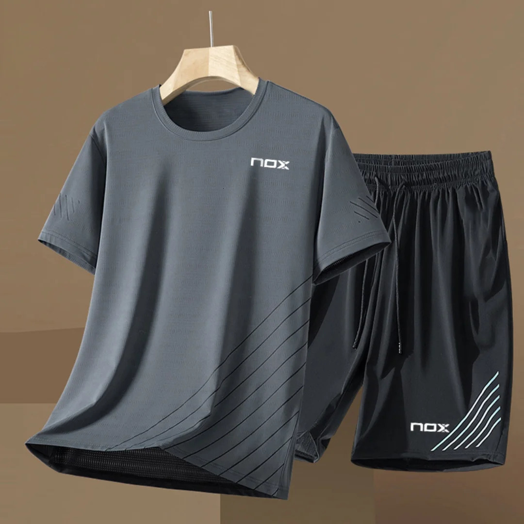 3D printed mens short sleeved suit fitness tennis sportswear round neck short sleeved T-shirt shorts mens clothing 250410