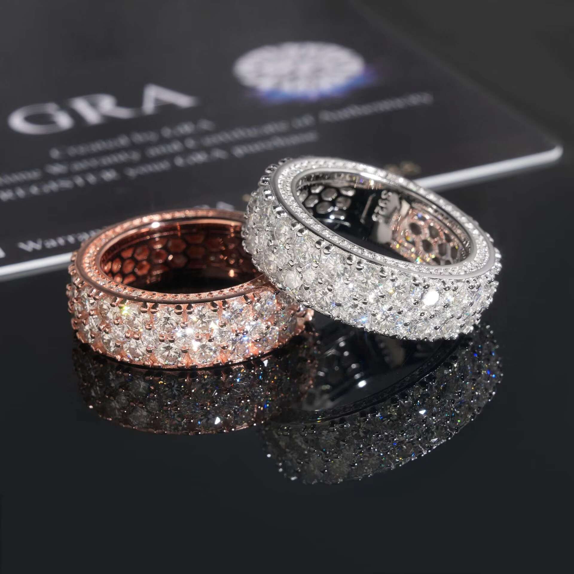 European American Cross-border Fine Rings S925 Silver New Inlaid D Color VVS Moissanite for Men and Women Silver Jewelry Unisex