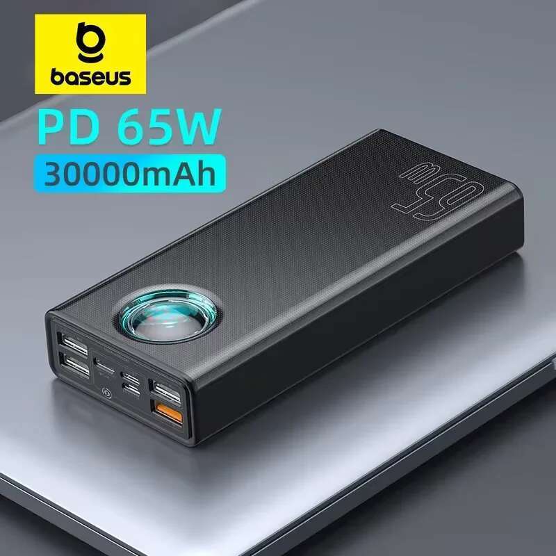 Baseus 65W 30000mAh Power Bank PD Quick Charge FCP SCP Powerbank Portable External Charger For Laptop Tablet phone