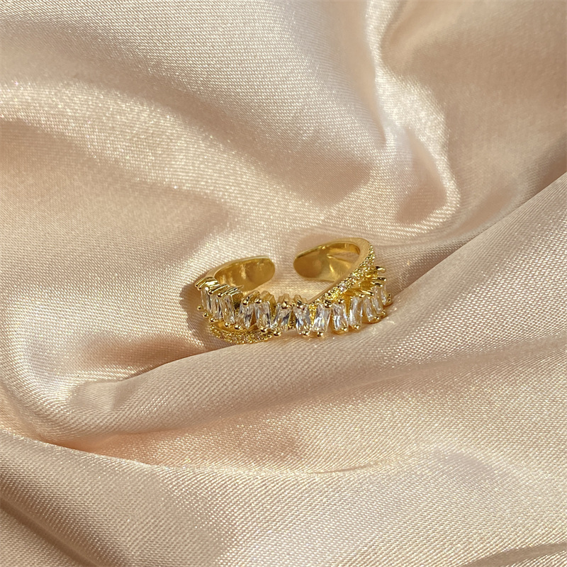 European And American Cross-border Fashion Ring Designer Ring Hot Selling Micro Inlaid Zircon Adjustable Opening Ring Light Luxury All Diamond Ring Hi