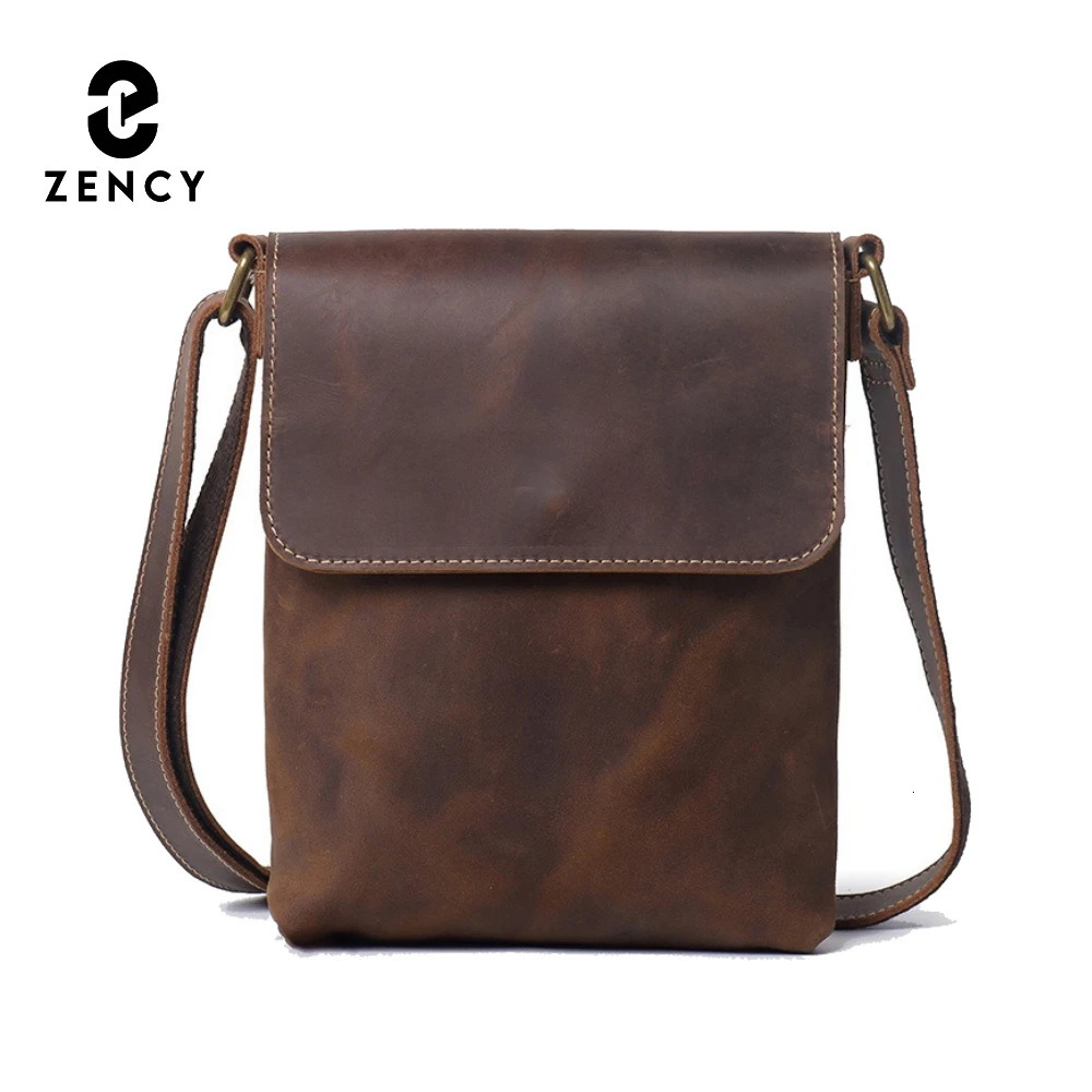Zency Men Genuine Leather Messenger Bag Fashion Shoulder Handbag for Dail Outing 2025 High Quality Crossbody Bags Satchels 251110