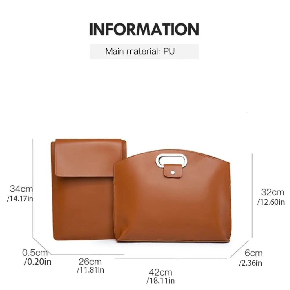 Fashionable PU Office Document Tote Bag Large Capacity Laptop Bag Computer Bag Solid Color Handbag File Bag Travel R251110