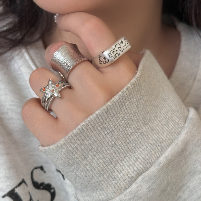 High-end Colorful Fashion Ring Rhinestone Starry Sky Open Designer Ring Ring For Women Unique Personality Fashion Trend Ring