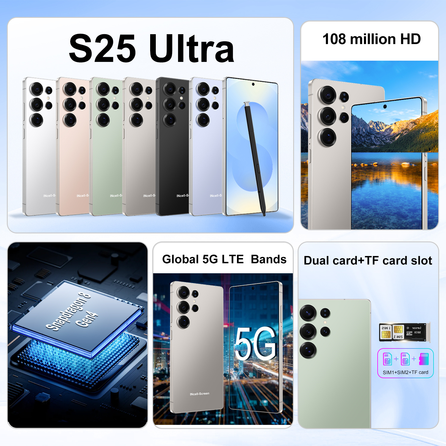 2025 NEW Cellphones S25 Ultra Mobile Phones 4G 5G 7.3HD Original Smartphone 7800mAh Android 14 Global Version Cell Phone Dual SIM Card