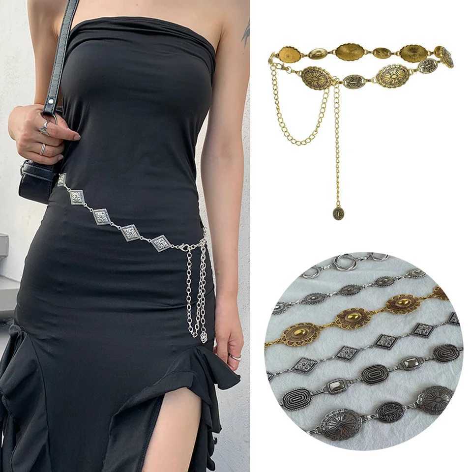 Fashionable metal Wens waist chain adjustable and durable retro waist chain gold/silver carved chain strap X250410