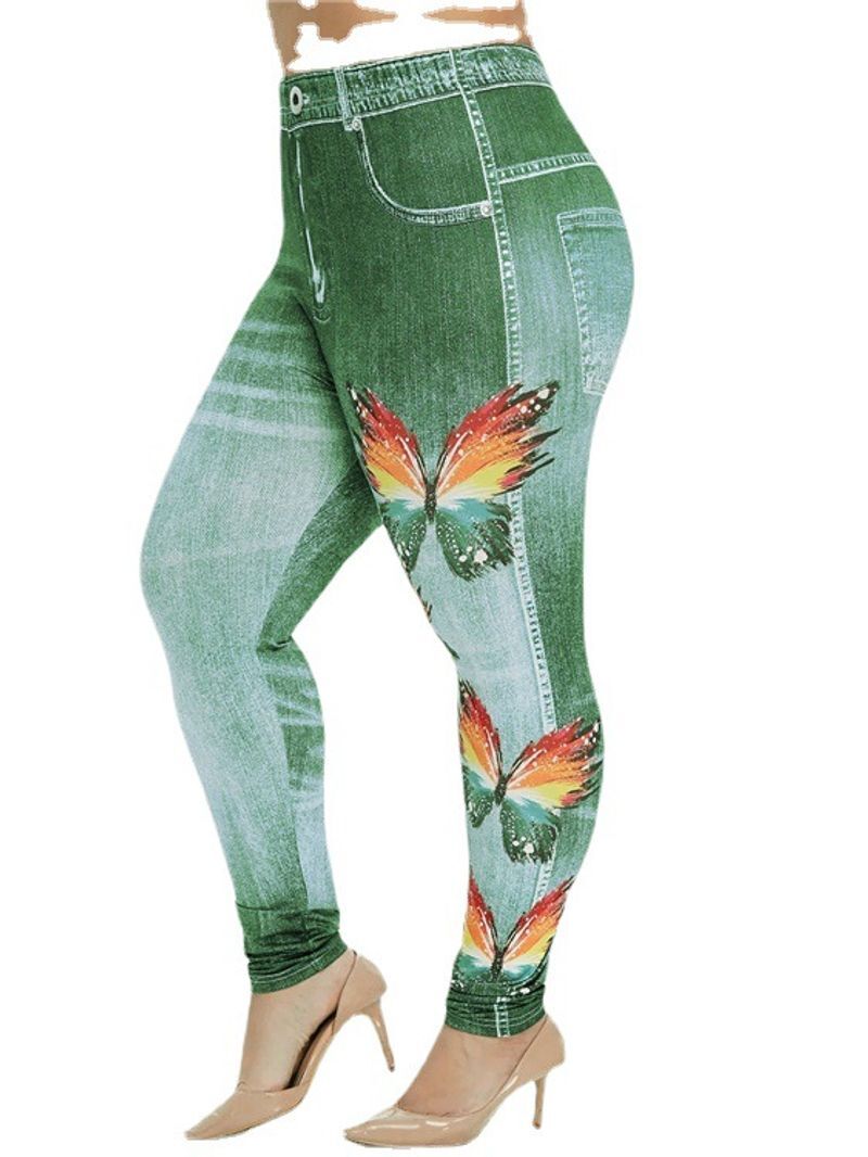 Women's Printed Multi-Color High Waisted Butterfly Pattern Slimming And Hip Lifting Pants