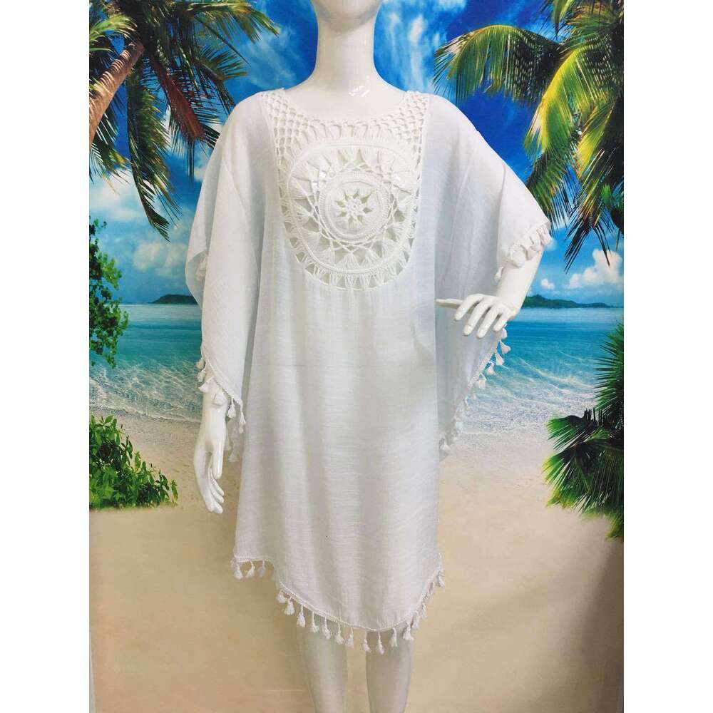 Summer Hand Hook Flower Splicing Beach Skirt Loose Large Vacation Sunscreen Women's Top 2025 New Casual Fashion Trendy Clothing