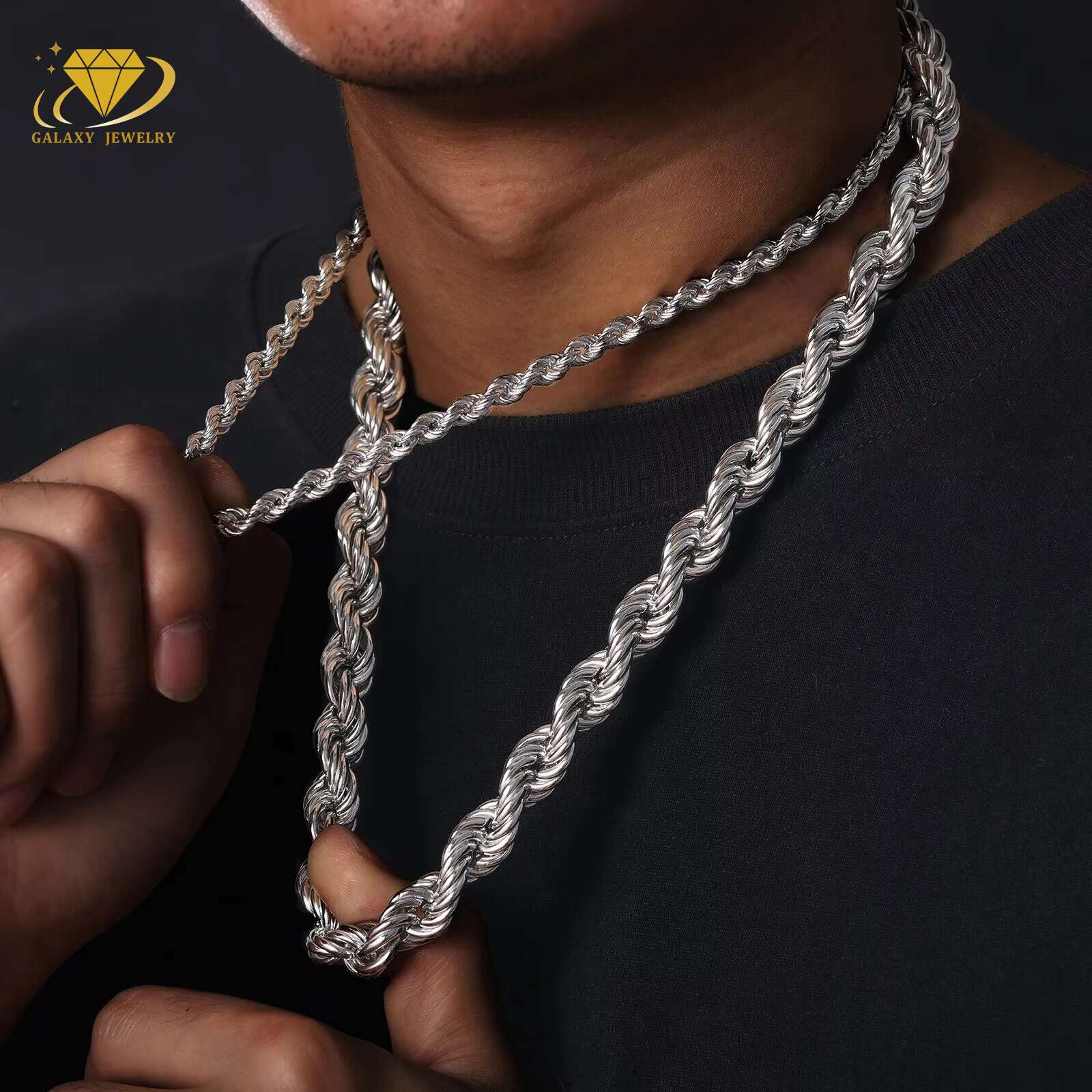 Fashion Fine Jewelry 3mm 4mm 5mm 6mm Chain Hip Hop Luxury 925 Sterling Silver High Quality 18k Gold Plated Custom Men Rope Chain