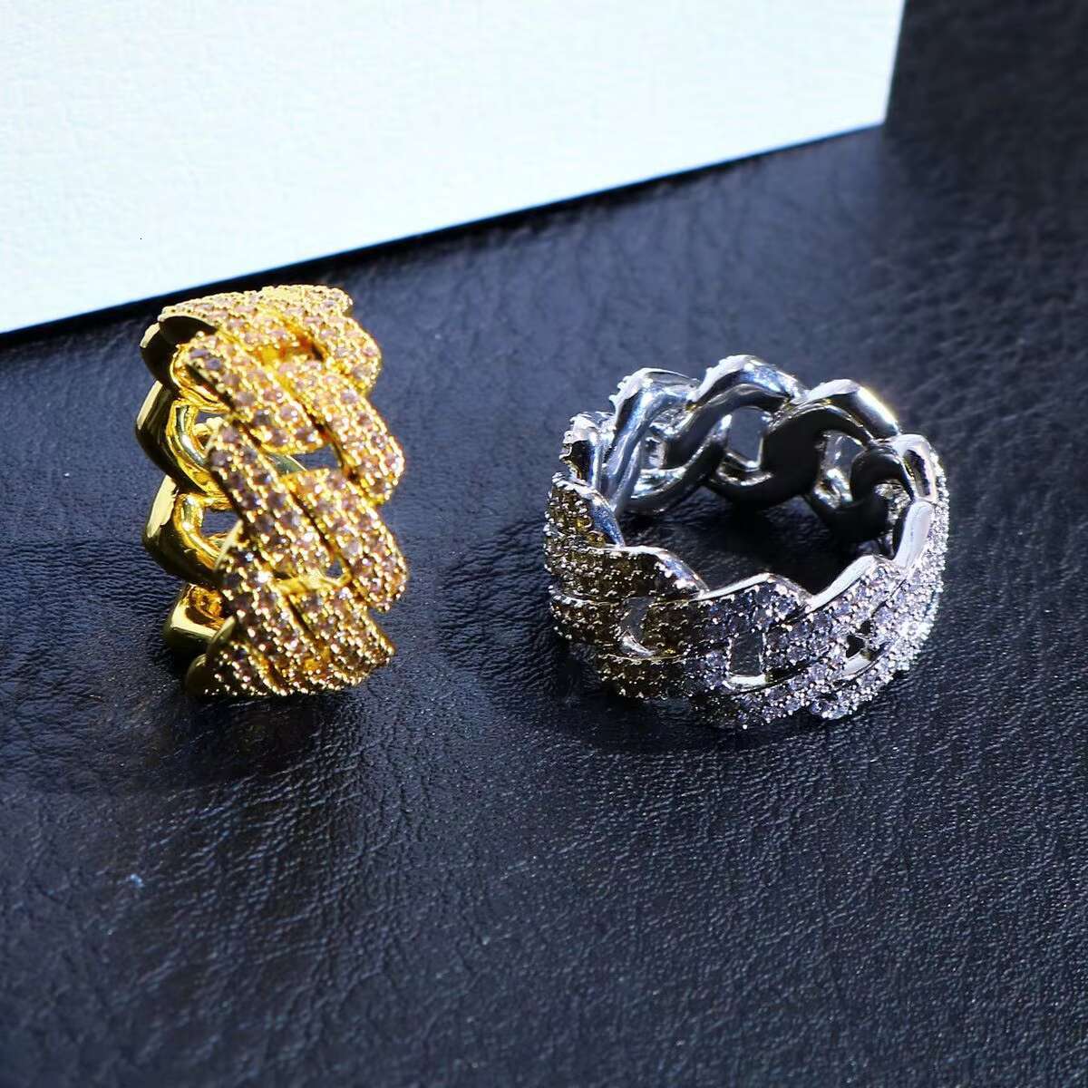 Custom Fine Hip Hop Jewelry Cuban Ring Vvs Iced Out Moissanite Diamond 925 Sterling Silver White Gold Plate Moissanite Men Rings