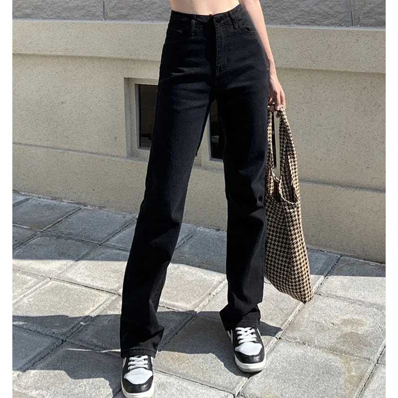 Woman Korean High Waist Streetwear Straight Leg Jeans Girls Y2k Clothes Pants Female Fashion Black Baggy Harajuku Denim Trousers C251110