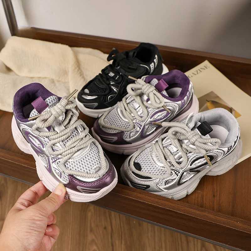 2024 New Childrens Sneakers School Versatile Tennis Shoes for Girls Fashion Chunky Breathable Kids Causal Boys Basketball ShoesT251110