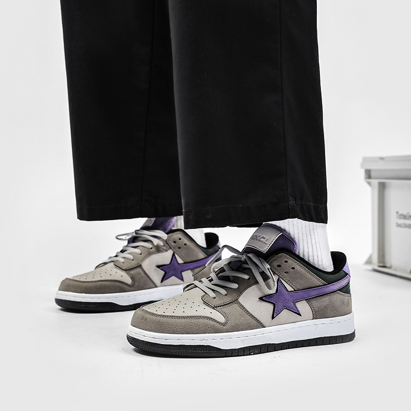 Free shipping affordable luxury chaussures Shoes mens womens gray purple color matching versatile board shoes niche trend fashion casual sports shoes