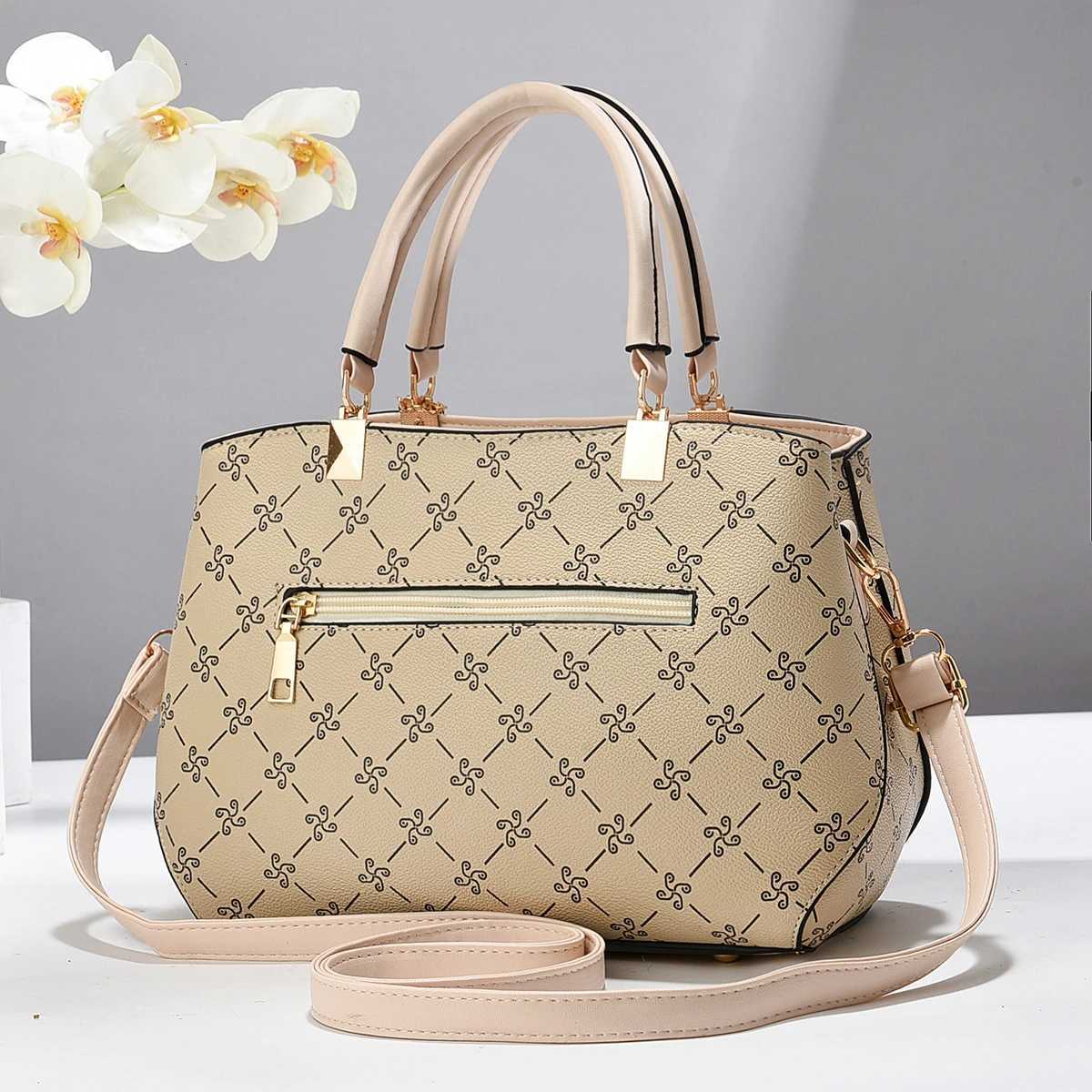 Elegant Print Tote Bag For Women PU Leather Shoulder And Crossbody Bag K251110