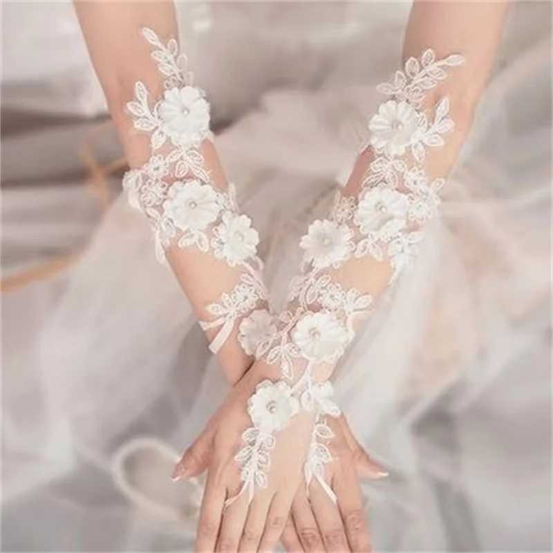 Bridal Gloves Long Lace Flower Accessories Wedding Hook Fingers Look Thin and Beautiful Gloves L251110