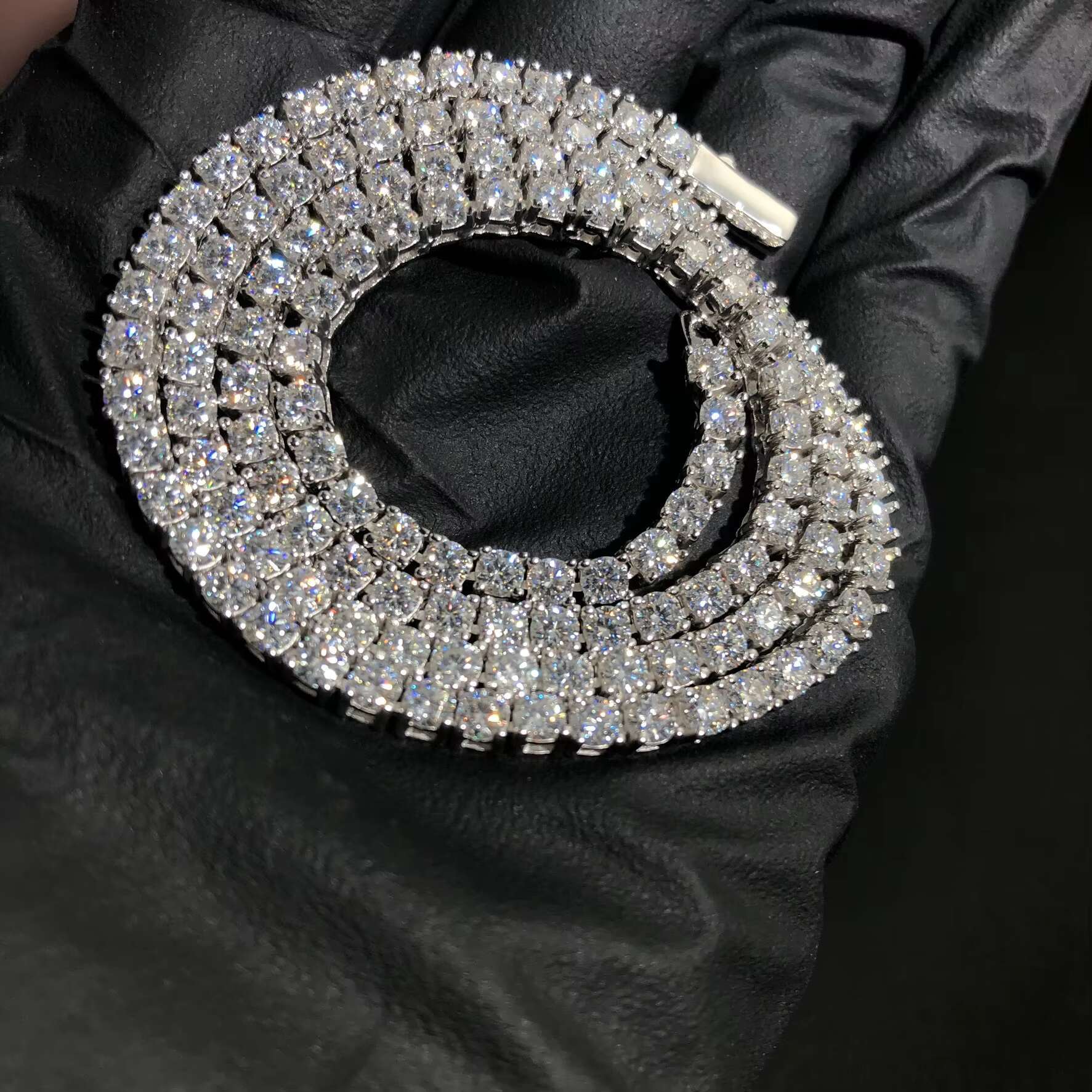 Hip Hop Jewelry 925 Sterling Silver Gold Plated VVS Moissanite Tennis Chain Necklace