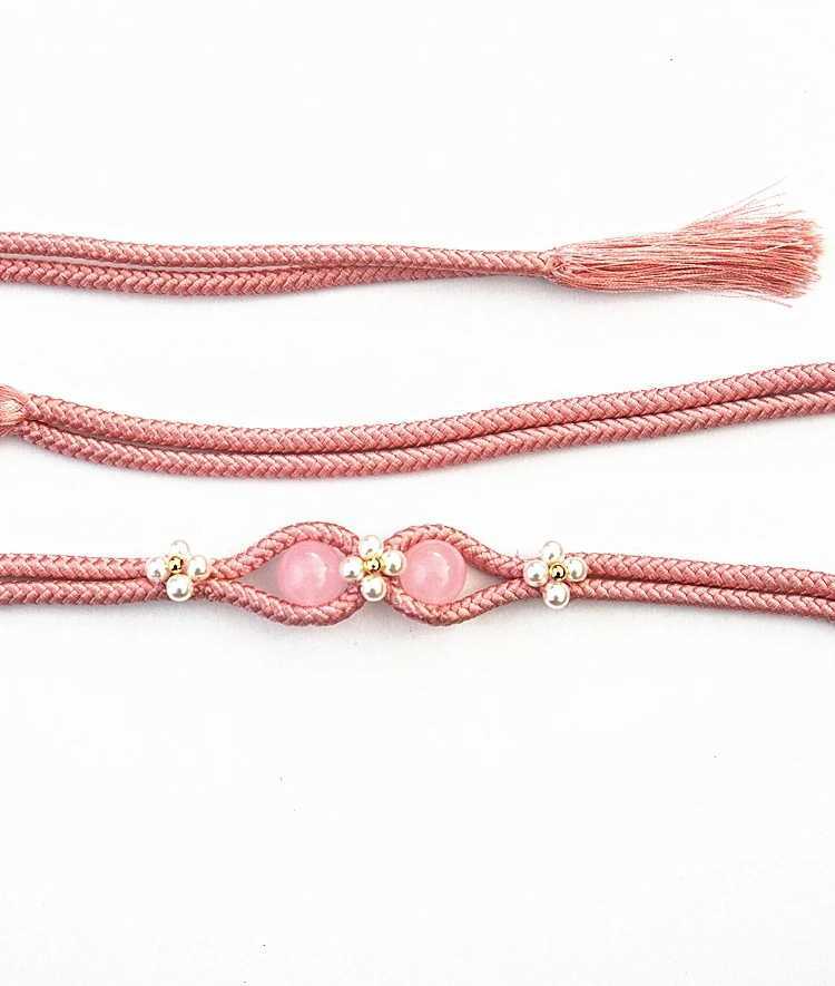 Obi Jime - Agate bead waistband for Yukata formal kimono Mti traditional decorative belt- X250410