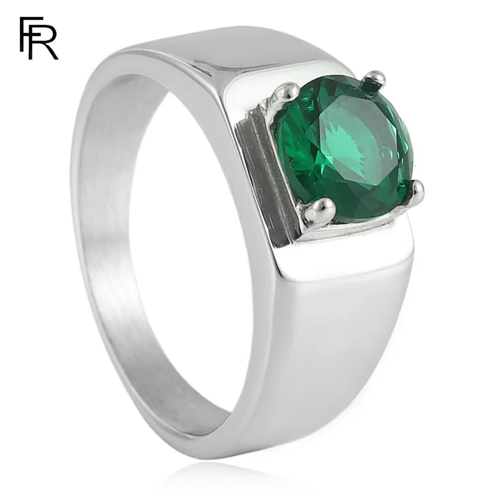 Stainless steel multicolor stone ring trendy men and women simple and fashionable gemstone ring steel ring 251023