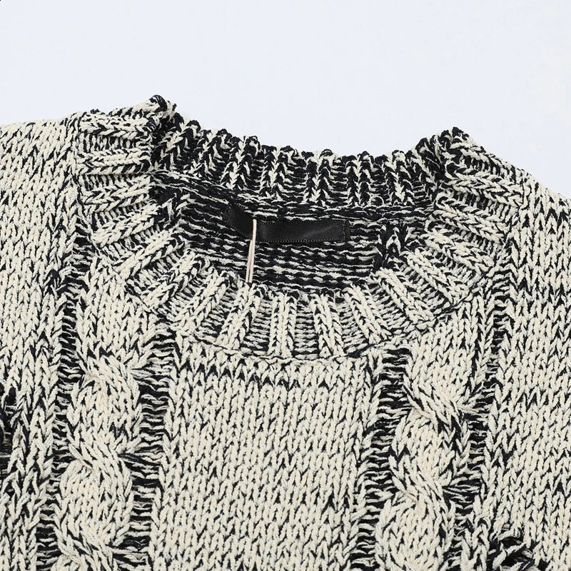 PFNW Niche n Mens Sweater Hole Knitted Round Collar Menwear Solid Color Pullover Loose Male Tops Autumn 12C1055 250407