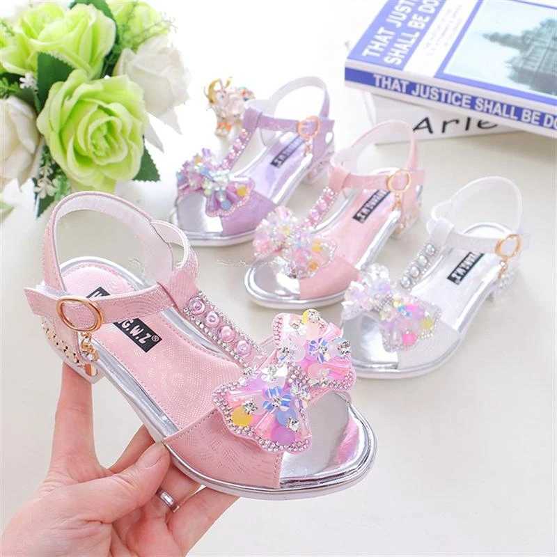 Girl Flat Heel Sandals Girl Spring/Summer Little Girl Princess Dress Bow Fashion Youth Shoes Z250410